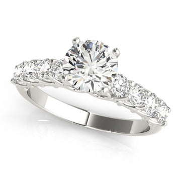 Silver Single Row Engagement Ring Prong Set